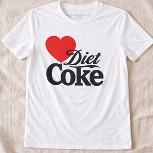 Diet Coke Graphic Tee White Red Heart Logo Medium Minimalist